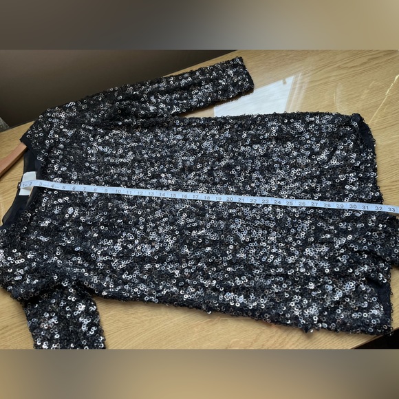 3.1 Phillip Lim Sequin 100% Silk Long Sleeved Gunmetal Cocktail Dress Sz 4 - Picture 13 of 14